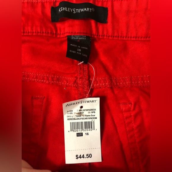 ASHLEY STEWART RED JEANS SIZE: 16 - Picture 9 of 10